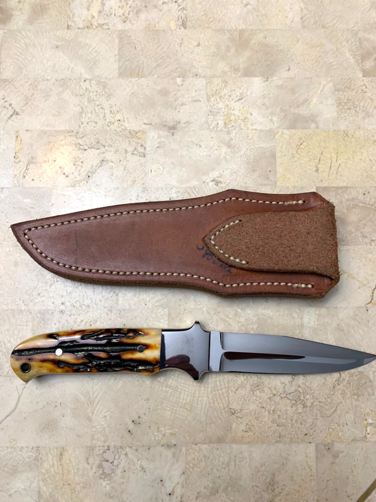 John Young Ephraim UT Bob Loveless Style Beautiful Stag Handle Sheath Never Used