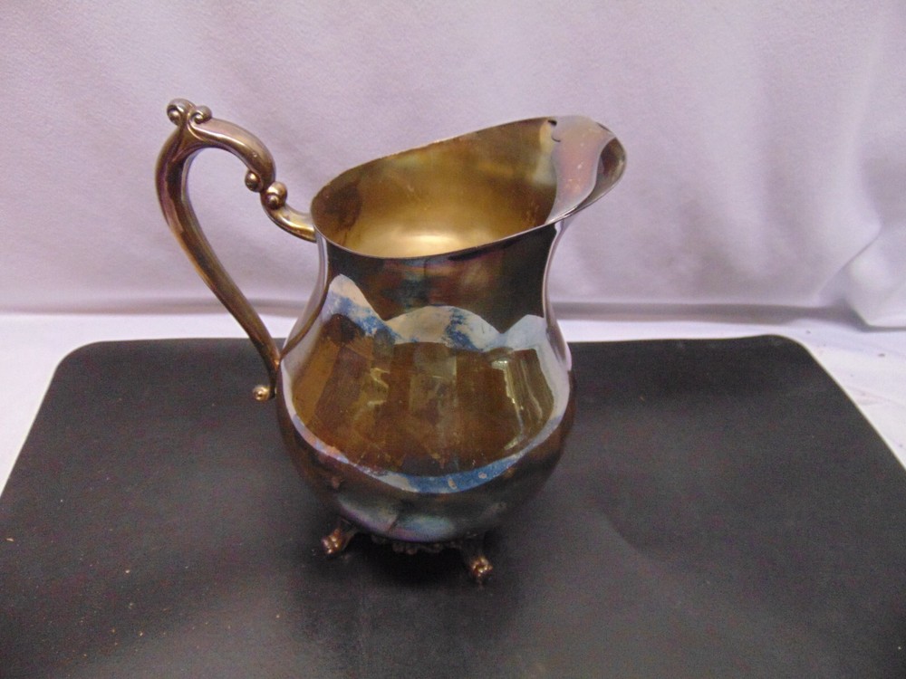 Vintage FB Rogers Silver Co Silver plate water pitcher footed & handle 9.5" tall