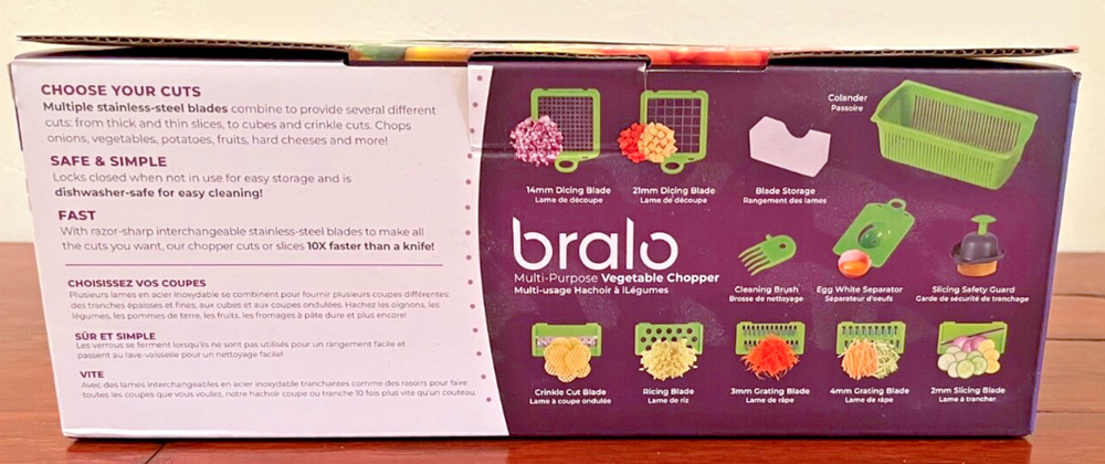 Bralo Multi-purpose Vegetable Chopper 15 Pieces 7 Blades New Open Box