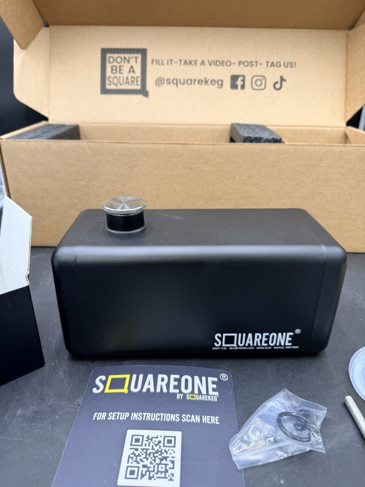 Square One (SquareKeg) Mini Keg Stainless Steel Keg Tap Complete System Black