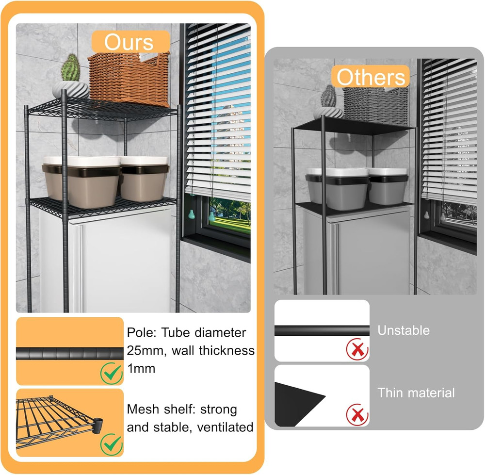 Mini Fridge Shelf, Height Adjustable Mini Fridge and Microwave Stand, over Mini