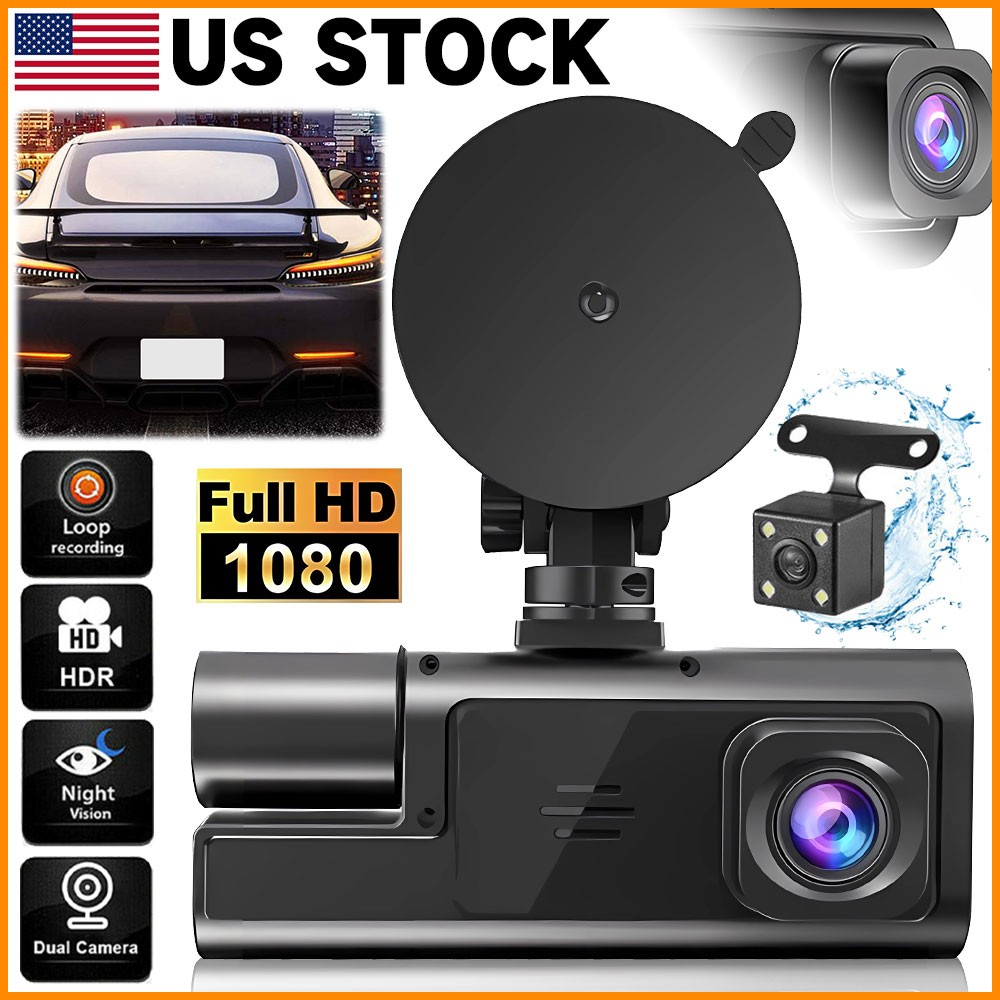 Triple Camera Dash Cam No WiFi 1080P Night Vision Loop Recording G-Sensor B9