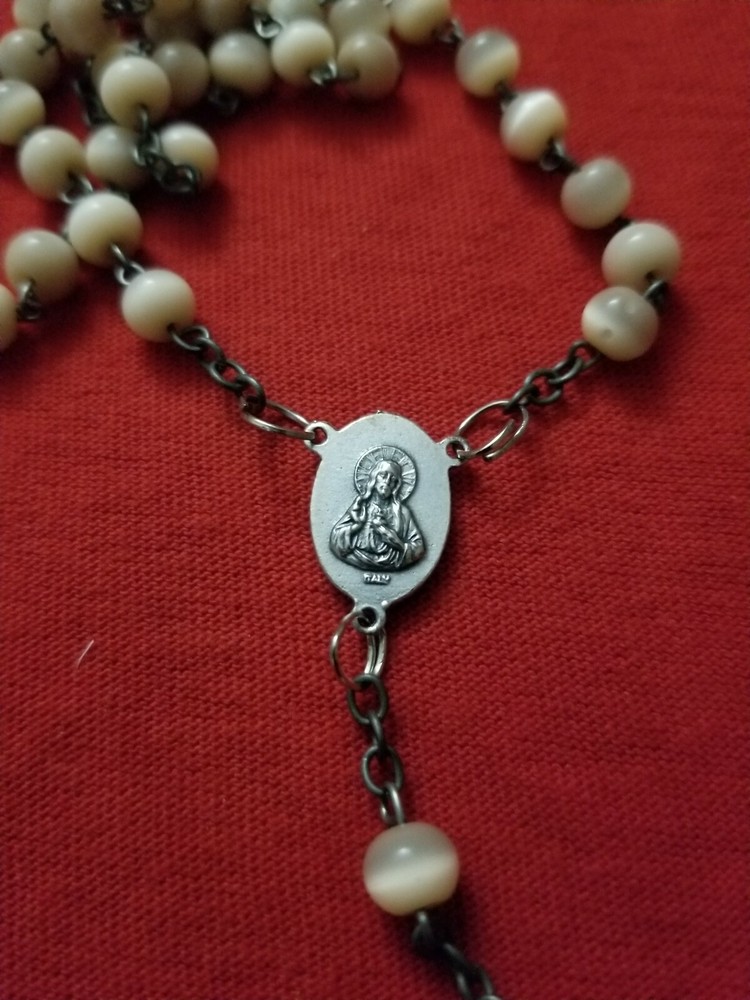 CATHOLIC ROSARY prayer beads Crucifix SILVER PLATED From ITALY