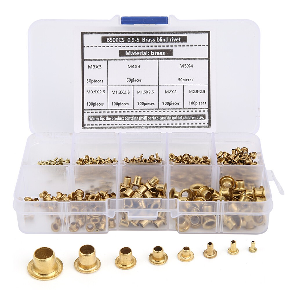 650Pcs Brass Eyelets Rivets Hollow Metal Buttonhole Classification Kit Accessory