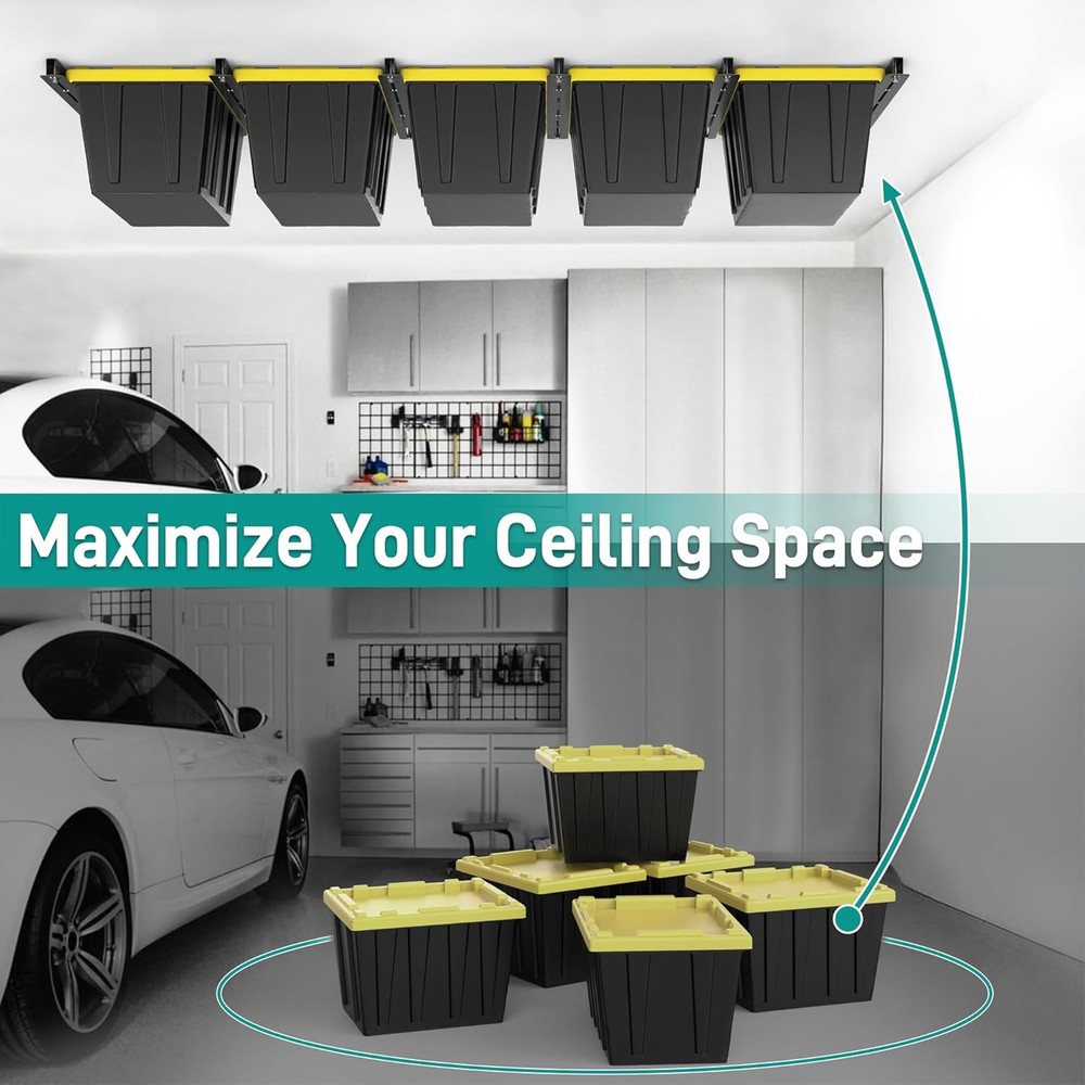 Ceiling Storage Rack, Heavy Duty Overhead Garage Storage Rack, Adjustable Ceilin
