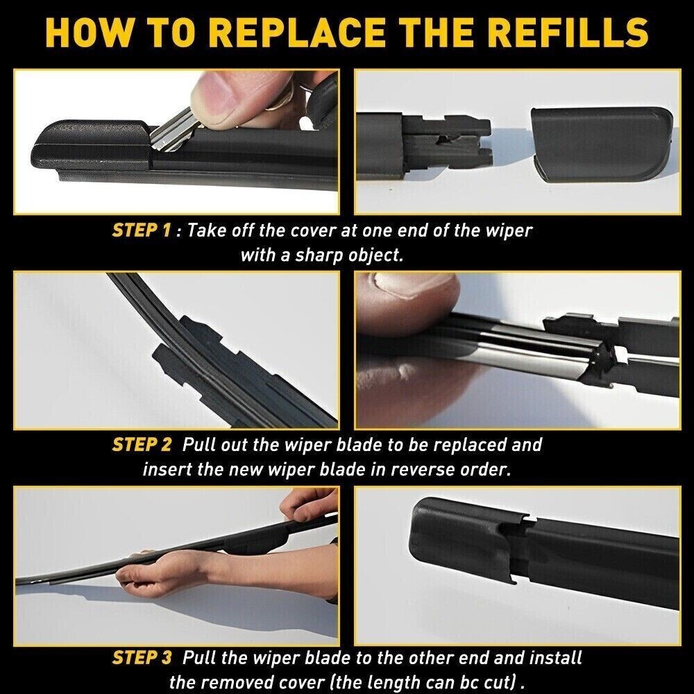 4PCS Car Windshield Wiper Blades Refills 28" Adjustable Size For Universal Repla