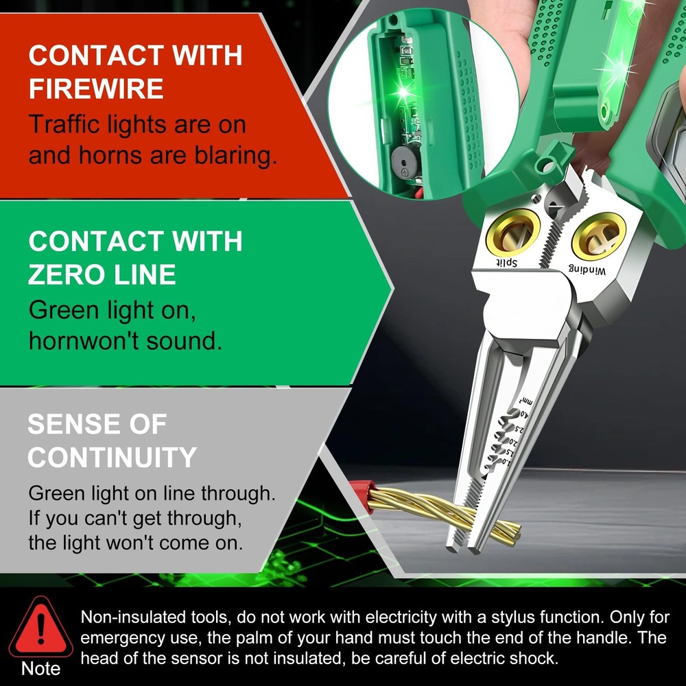 8 in 1 Wire Stripper with Voltage Tester, 2025 New Multi-function Green