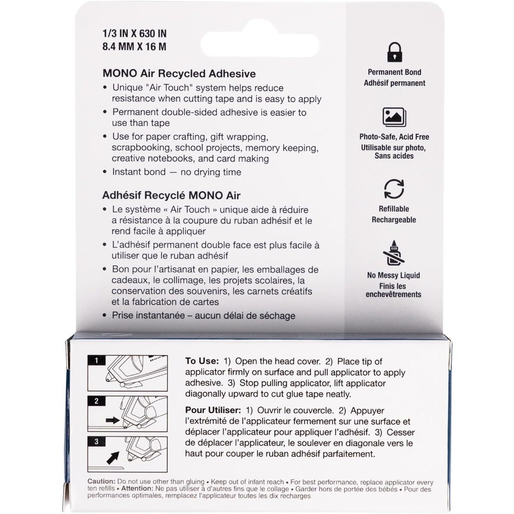 Mono Air Recycled Permanent Adhesive Applicator for Crafts DIY Projects