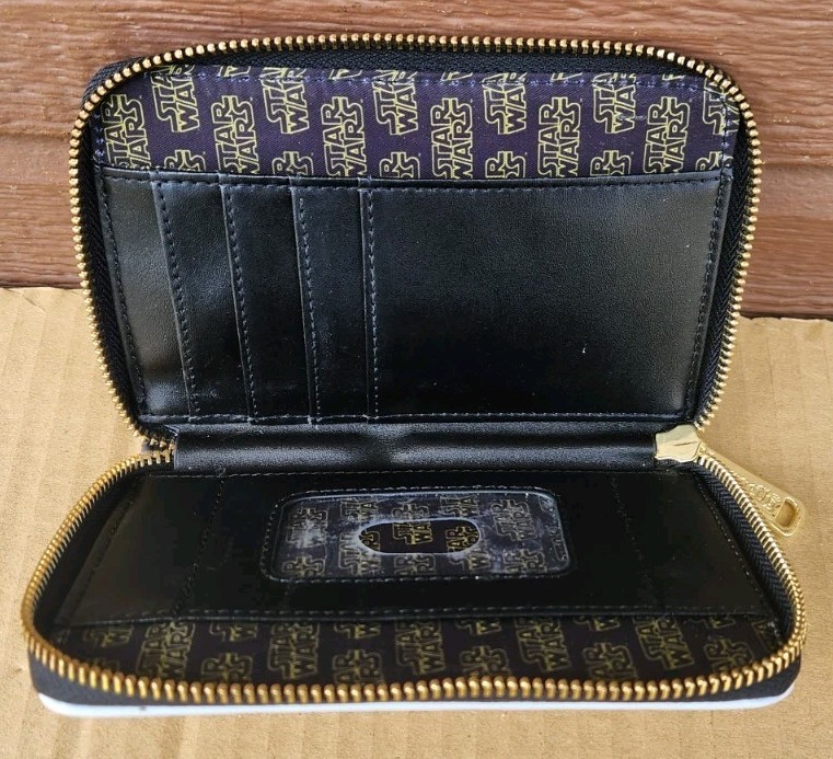 Loungefly Star Wars Wallet Princess Leia Luke Skywalker Zip Around Black