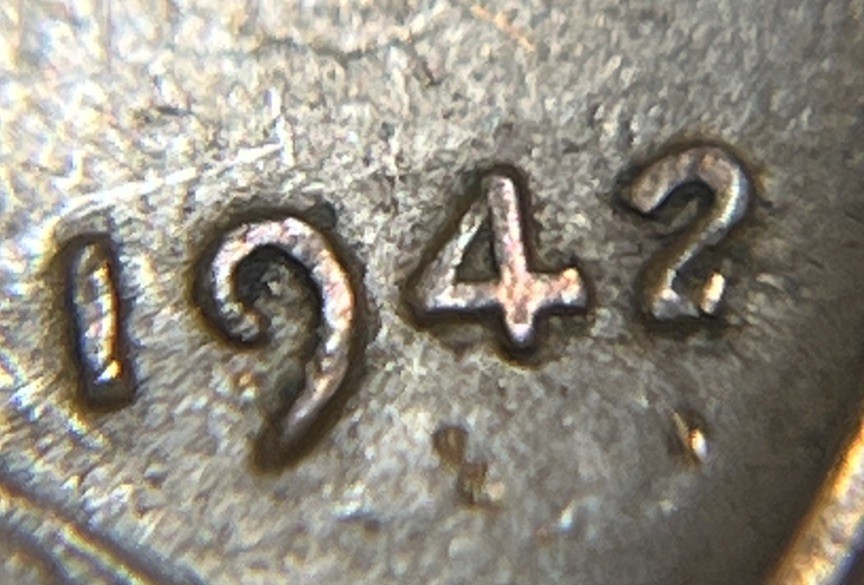 1942 Wheat Penny Error Deformed 2 Date Error