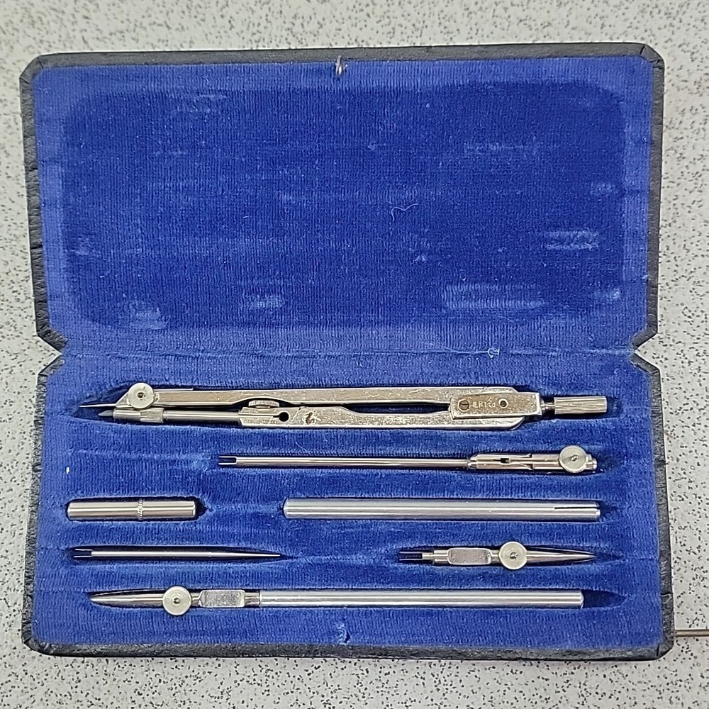 Vintage E.H. Ltd Technical Drawing Compass Set  Original Case 1960's