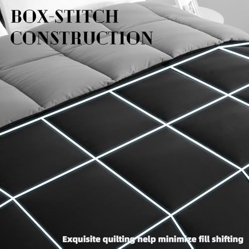 Comforter Size, Reversible Duvet Full Black/Gray Lightweight Comforter