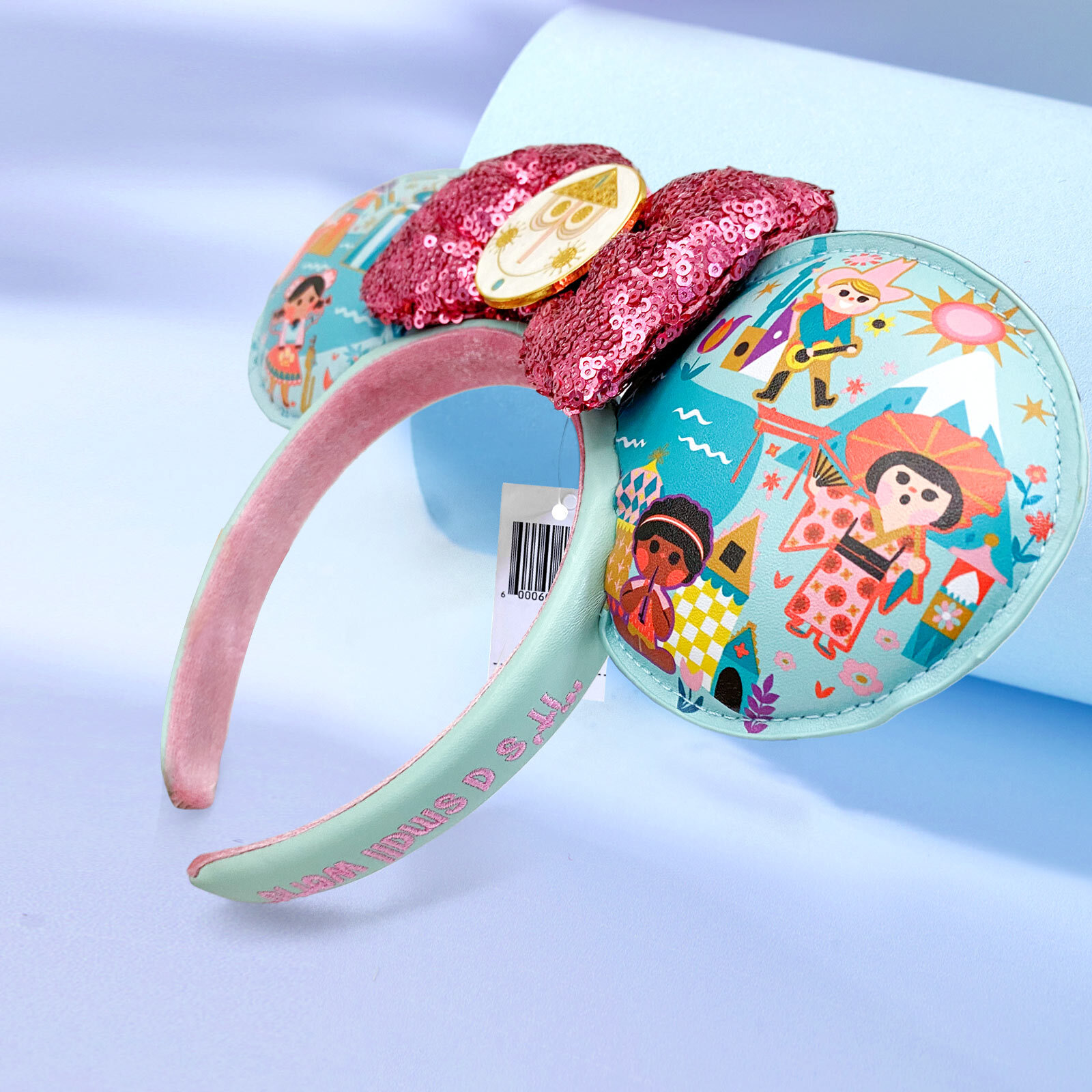 2024 Disney-Parks It’s A Small World Sequined Minnie Mouse Ears Headband New
