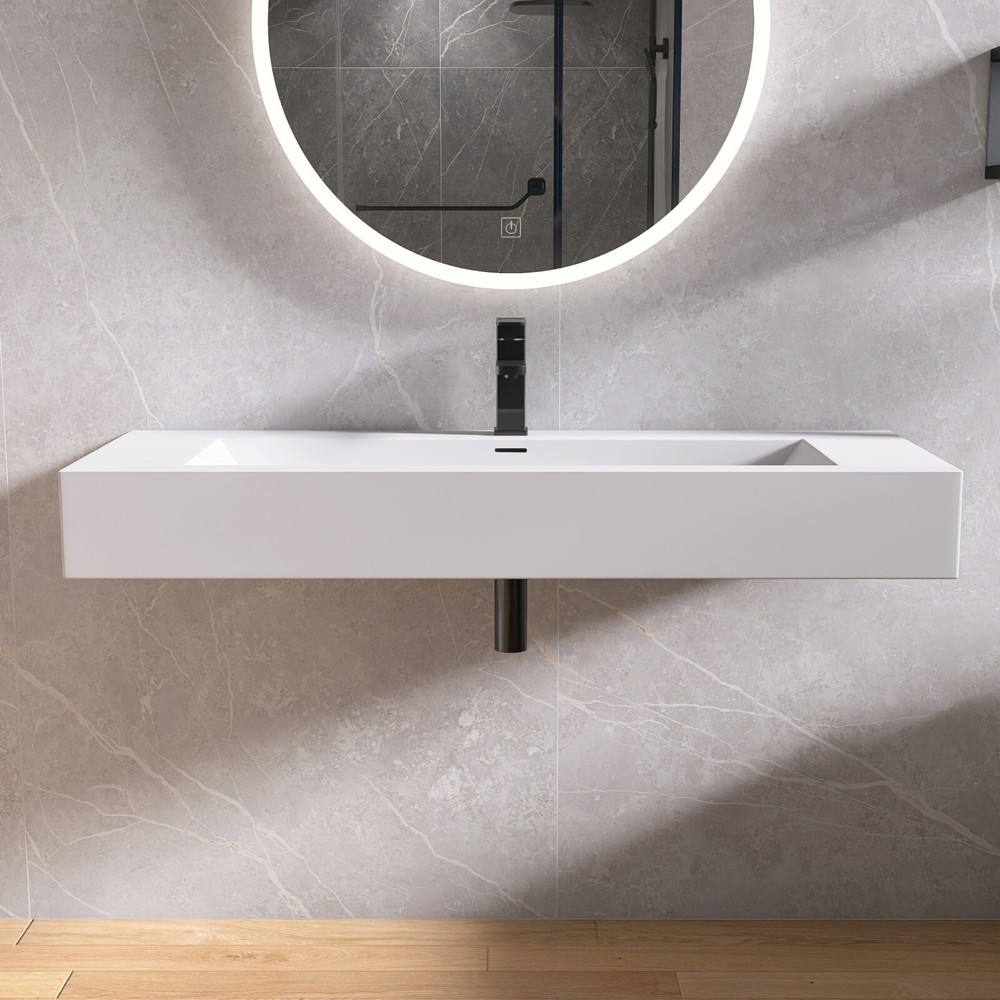 48'' Wall Mounted Bathroom Sink Solid Surface Bathroom Vessel Sink