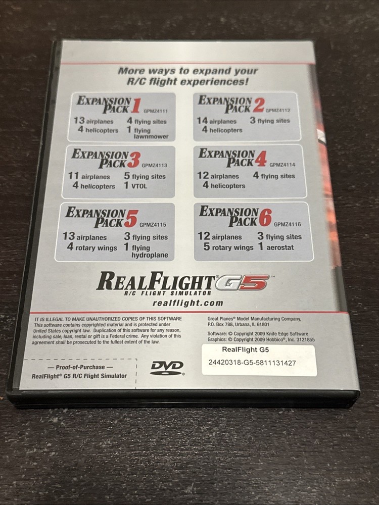 Real Flight R/C Flight Simulator G5 DVD Now With Combat Events Interlink Elite