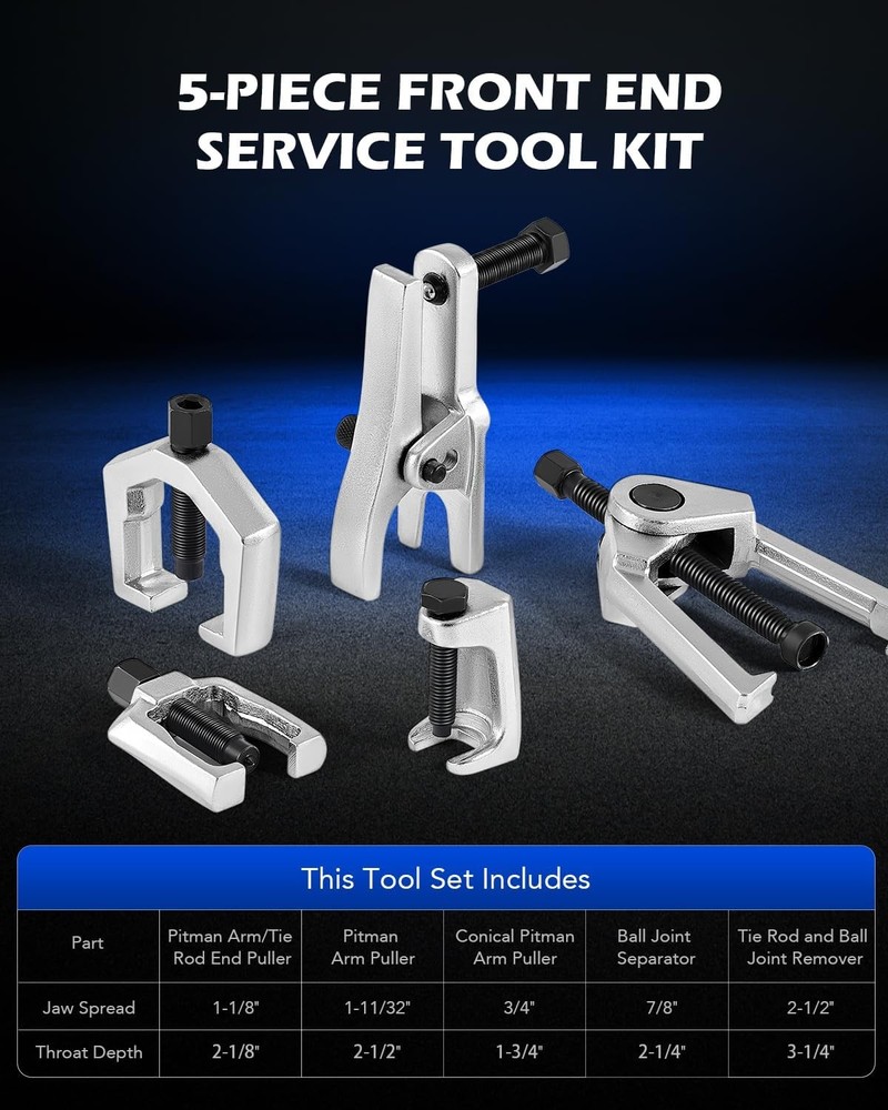 5-in-1 Ball Joint Separator Pitman Arm Puller Tie Rod End Remover Tool Set Front