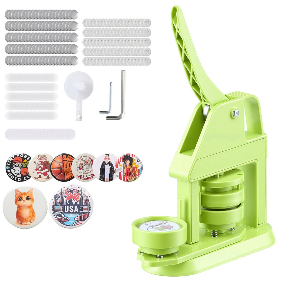 VEVOR Button Maker Machine Plastic Pin Maker 2.28 in 100pcs Button Parts Badges