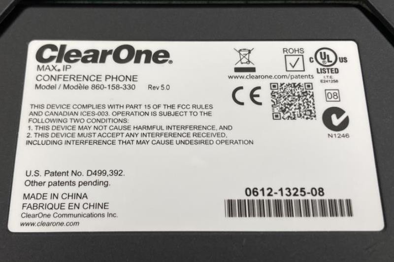 ClearOne Max IP Conference Phone Model 860158330 Untested No Cords
