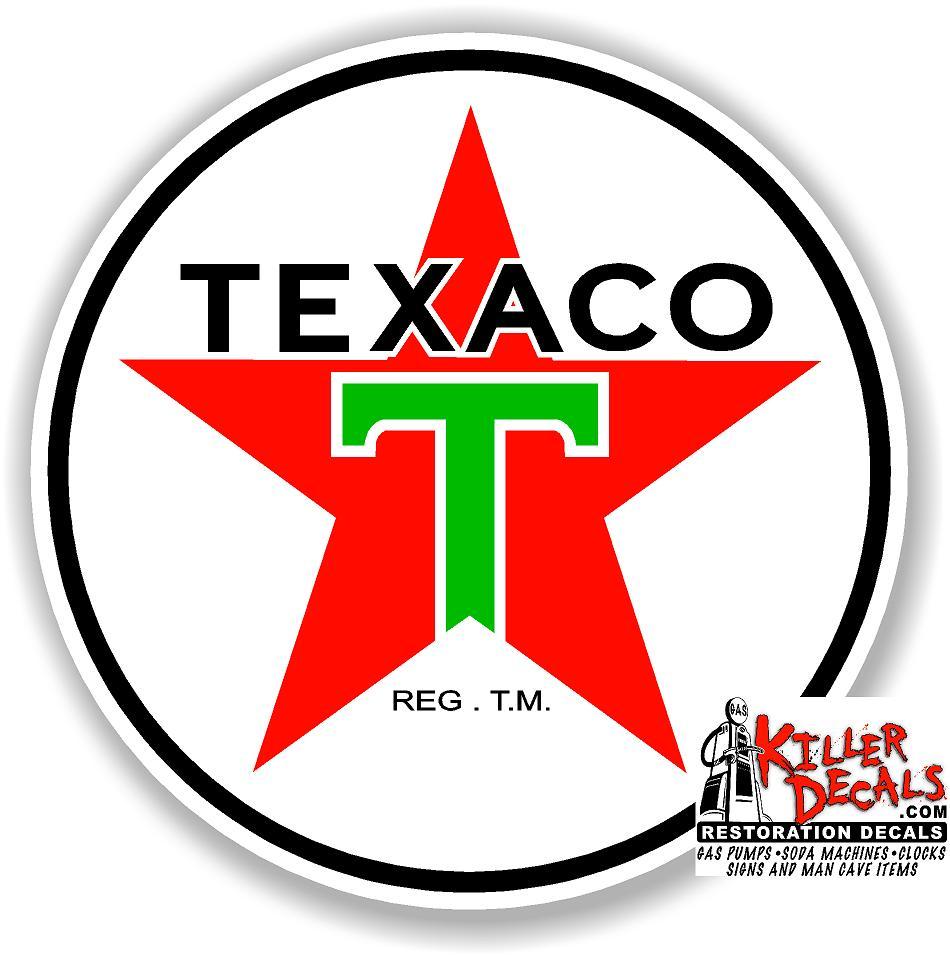 20" TEXACO POST WAR GASOLINE DECAL GAS AND OIL PUMP, SIGN WALL STICKER (TEXA-9)