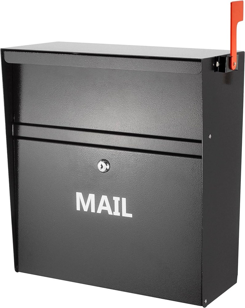 Rainproof Wall Mount Mailbox with Outgoing Mail Flag and Holder - Rainproof