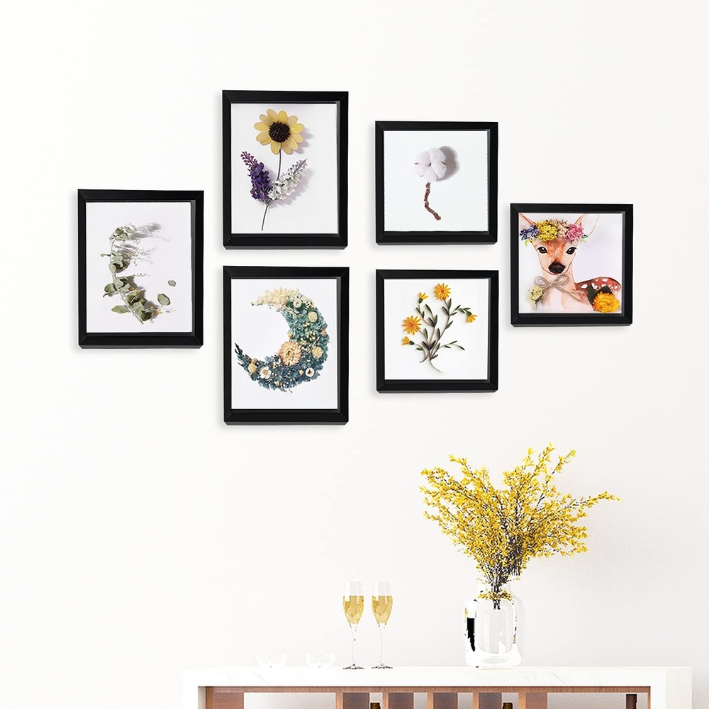 5x5 Small Shadow Box Frame Wood Display Case for Memorabilia