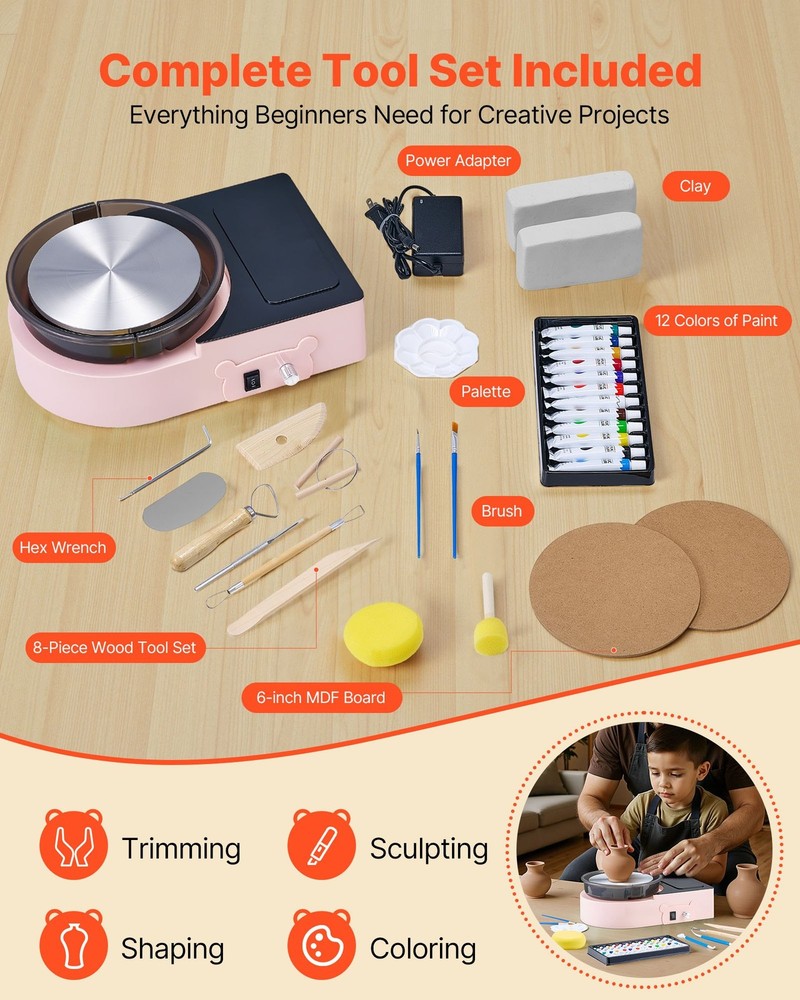 HOT/ Mini Pottery Wheel,6 inch Turntable,Forward and Reverse Rotation,Adjustabl