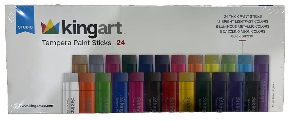 Kingart™ Studio Tempera Thick Paint Sticks Colors Quick Drying 24 Pcs