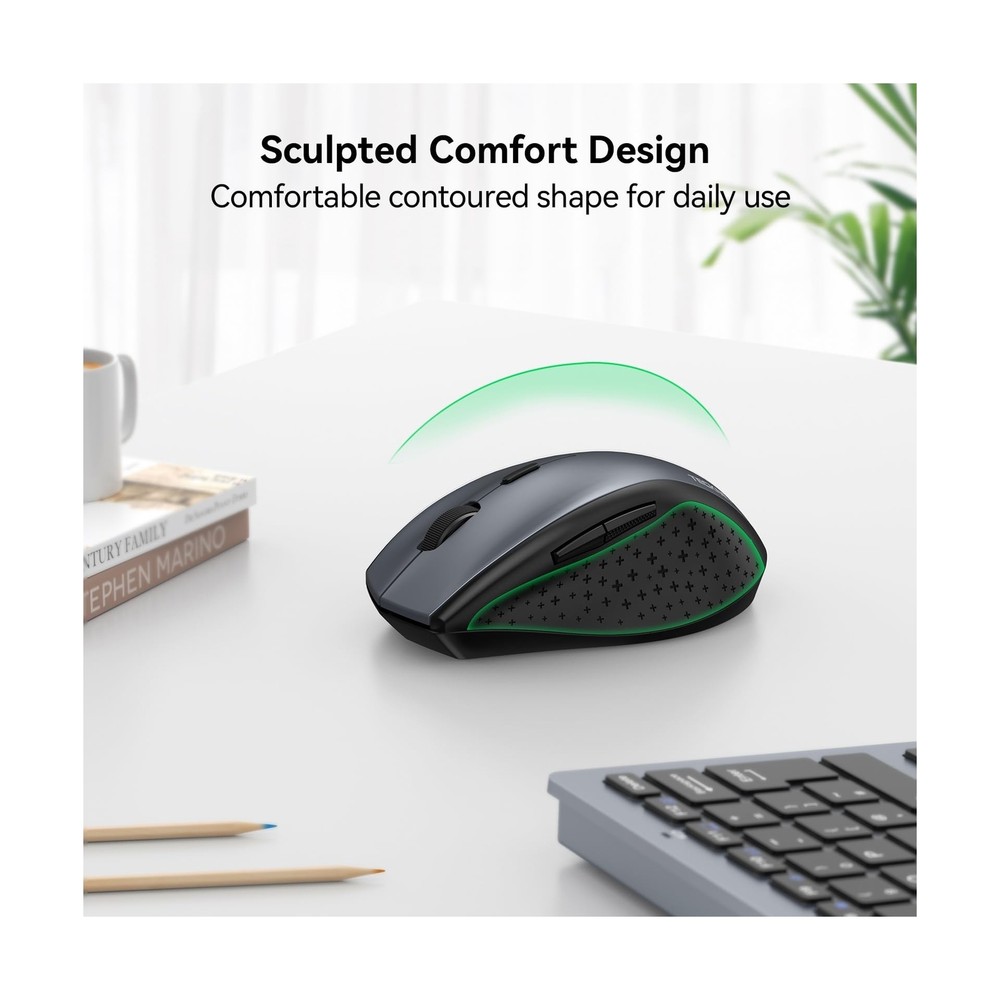 TECKNET Wireless Mouse, 2.4G USB Computer Mouse with 6-Level Adjustable 4800 ...