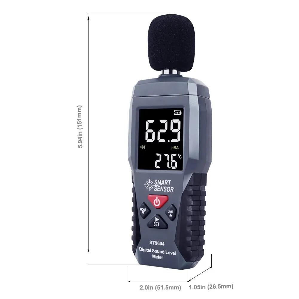 Decibel Meter LCD Backlight Sonometer Noise Meter with Thermometer Function