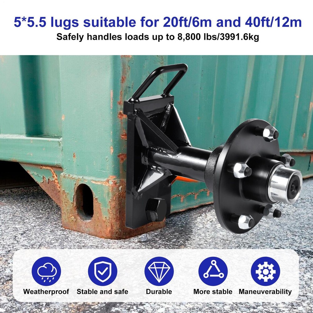2 Pack Shipping Container Wheels 5.5-Lug Wheels Kit, Shipping Container Accessor