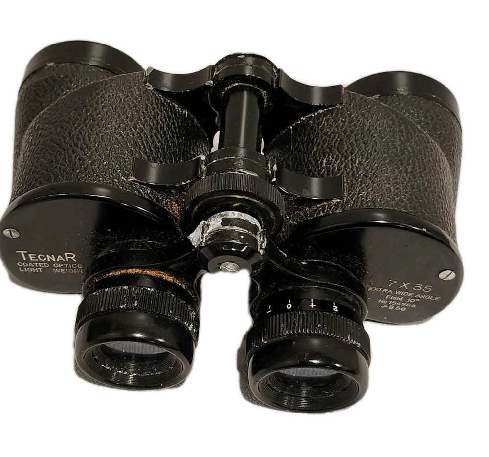 Vintage Tecnar 7x35 Extra Wide Angle Coated Optics Lightweight Binoculars W/Case
