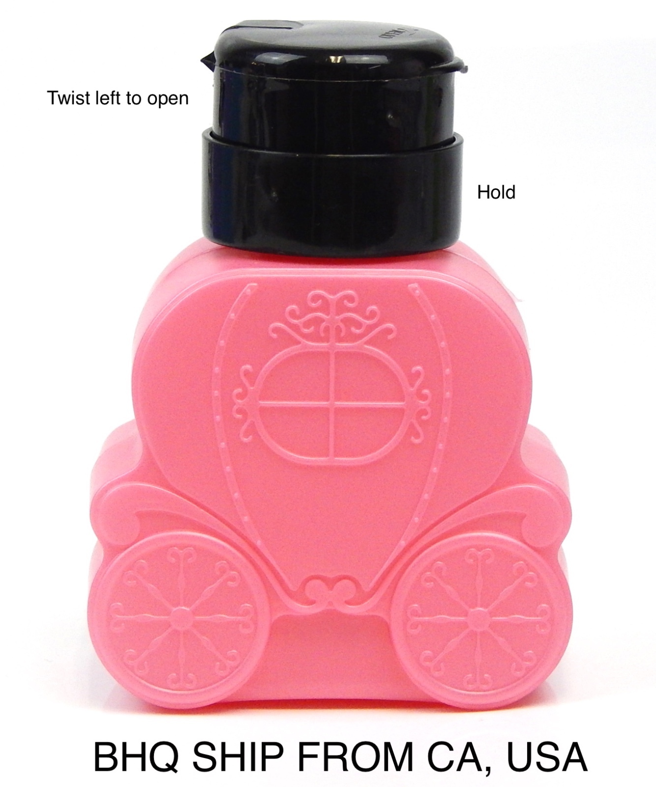 Nail Pump Dispenser Bottle Carriage Shaped (Pink)