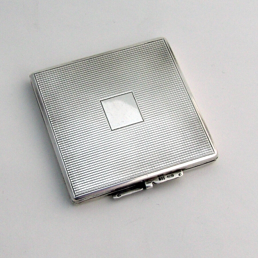 German Square Mirrored Compact Karl Hohmann 835 Standard Silver 1930