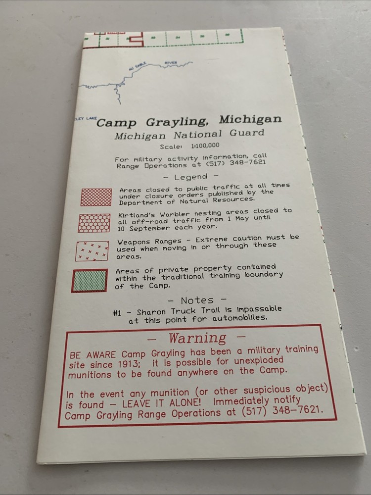 1992 Camp Grayling, MI , Grayling National Guard Map