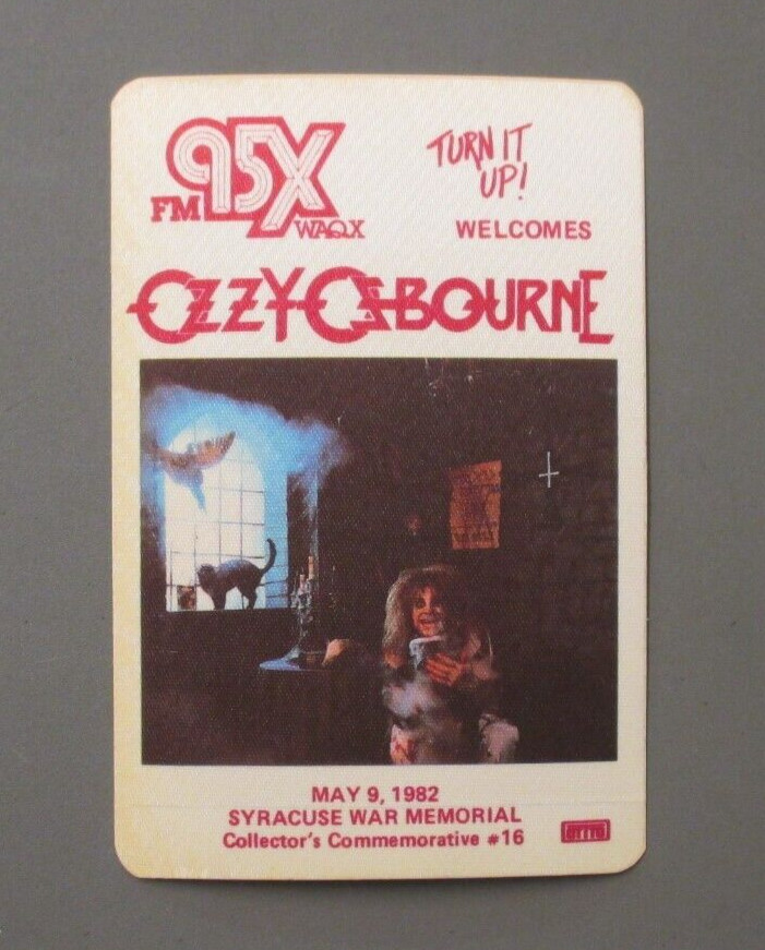 Ozzy Osbourne satin cloth radio sticker 95X May 9, 1982 Syracuse, NY