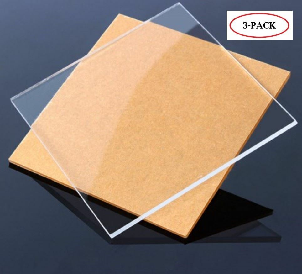 Clear Cast Acrylic Plexiglass Sheets (3 Pack) 1/8" Thick