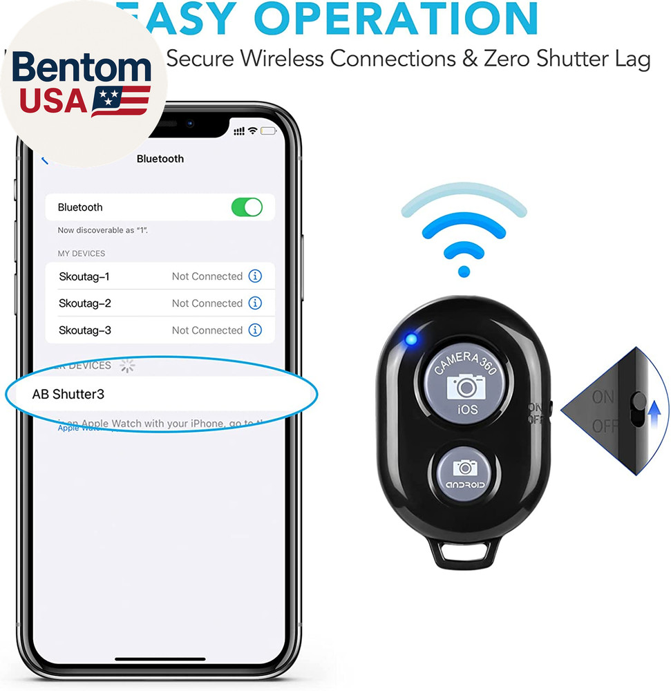 2 Pack Wireless Camera Remote Control - Wireless Remote for Iphone & Android Pho