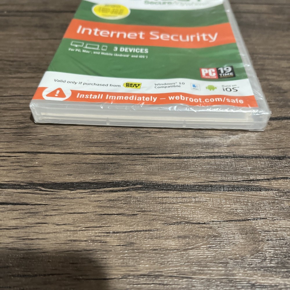 Webroot Secure Anywhere Internet Security 3 Device Software CD Windows IOS Mac