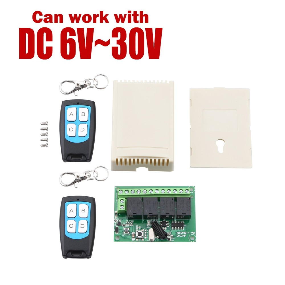 DC 4-Channel 443MHz Wireless RF Remote Control Relay Switch With 2 Receiver New