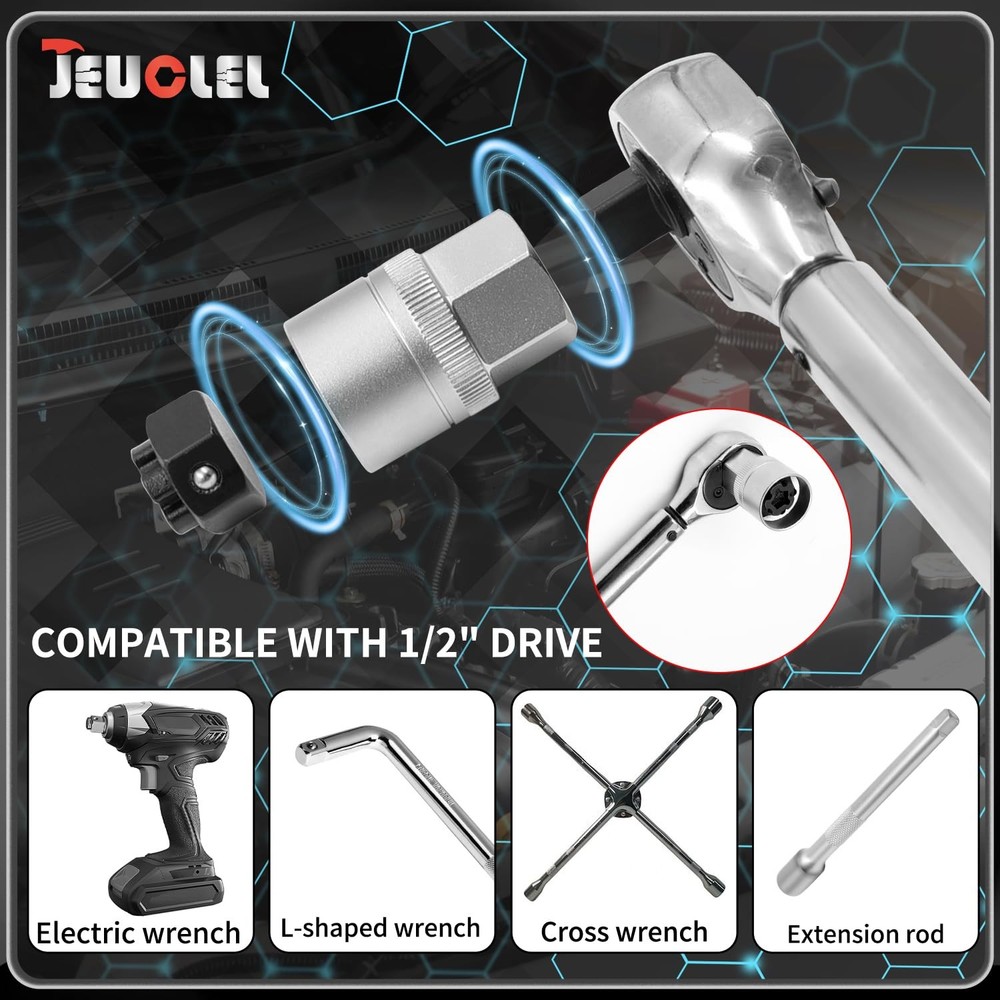 JEUCLEL 22PCS Wheel Locking Nut Key Kit 22 pieces, 22Pc Socket Set