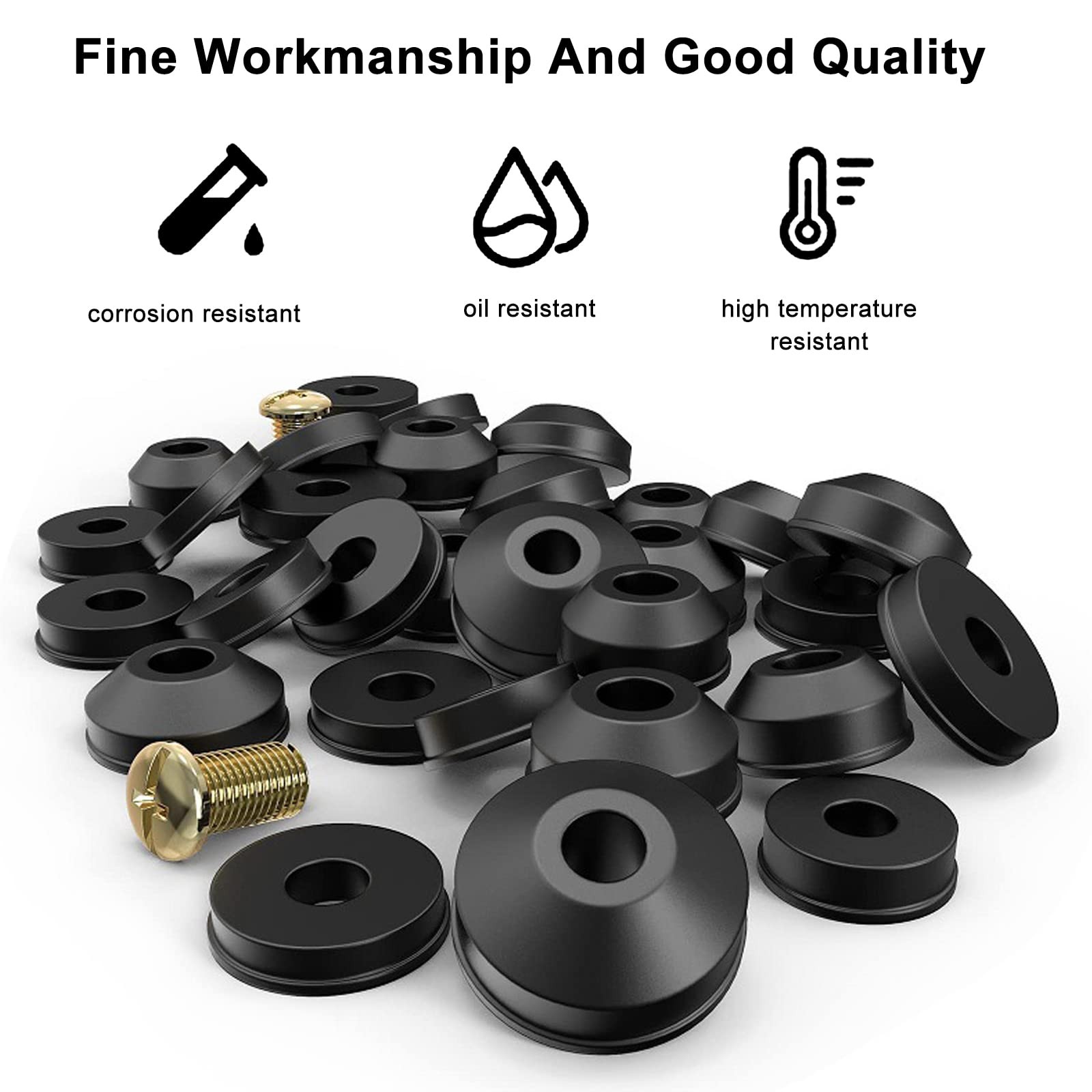 58-Pack Faucet Washer Assortment Kit Rubber Faucet Washers Flat and Beveled F...