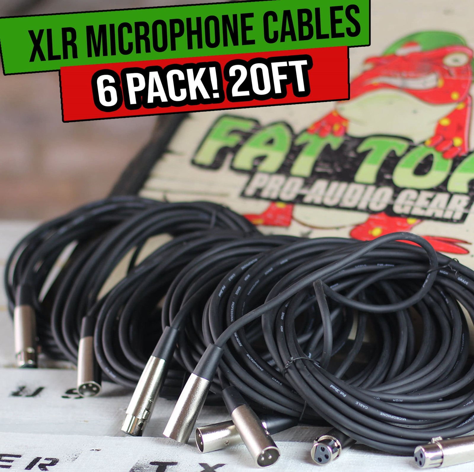 XLR Microphone Cables 6 PACK - 20Ft Wire Mic Cord Studio Patch Mixer Pro Audio