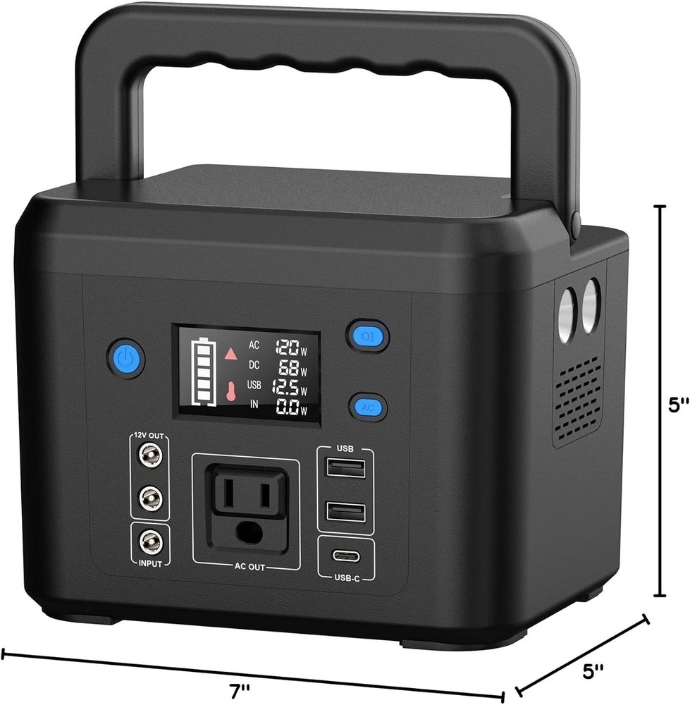 Portable 200W Power Station - AC Outlet, Solar Compatible