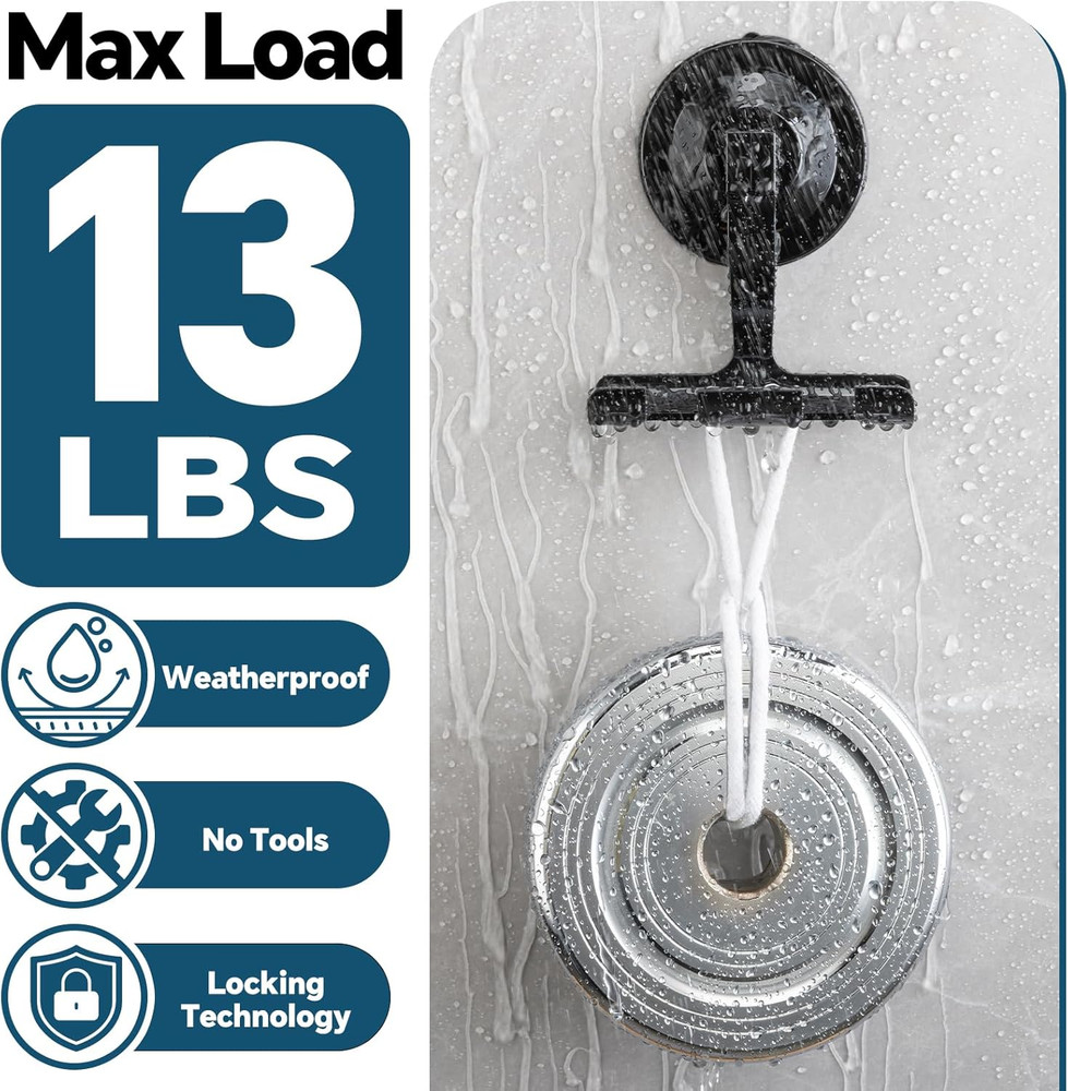 Shower Razor Holder with Suction Cups, 2 Pack, No Damage Wall Hooks