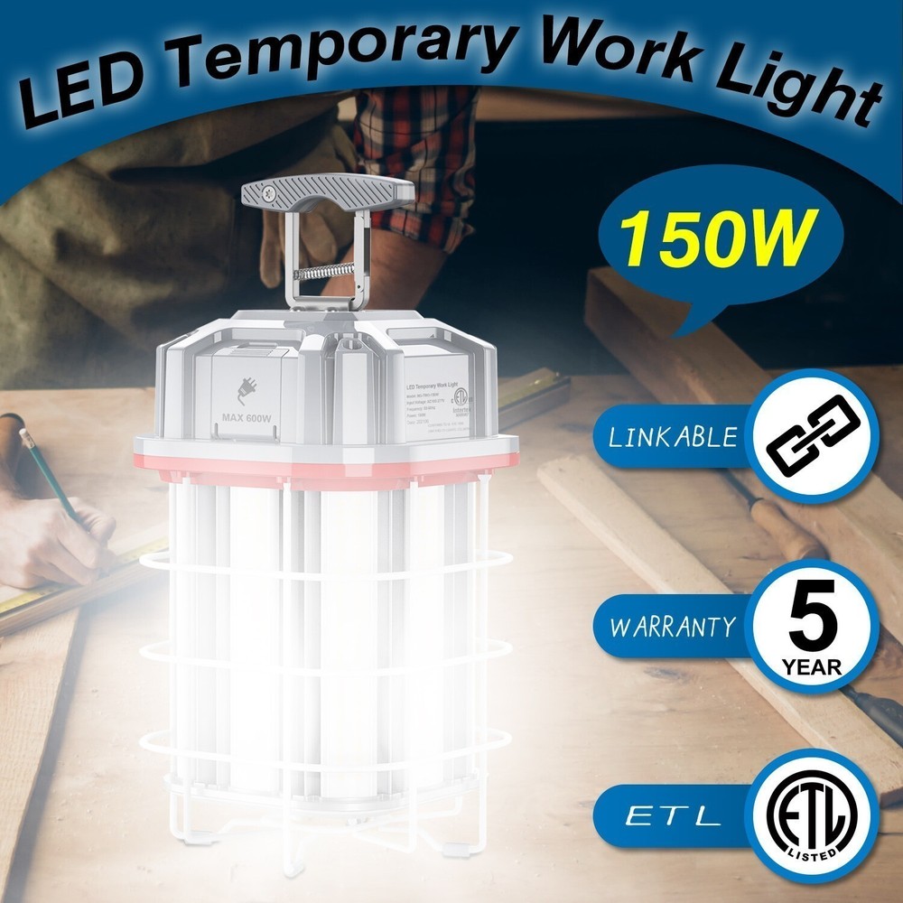 Linkable LED Temporary Work Light 150W Constructions Jobsite Lamp 22500LM 5000K