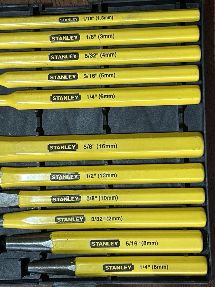 Stanley 16-299 Cold Chisel Punch Set 12-Piece (Missing 8mm Punch, So 11 Pc)