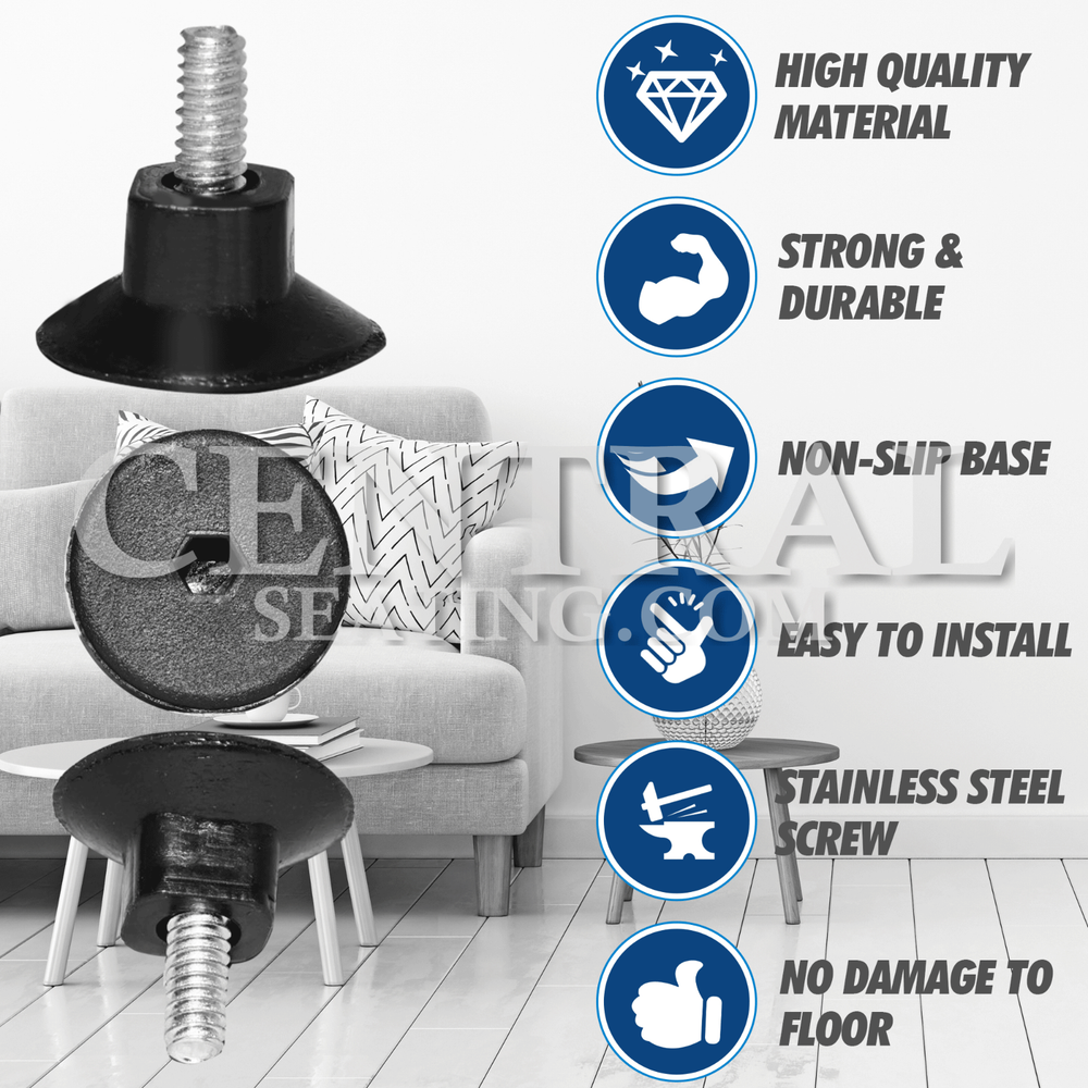 1"H Table Base Feet Leveler 24-Pack Black Plastic Stabilizer Wedges Leveling