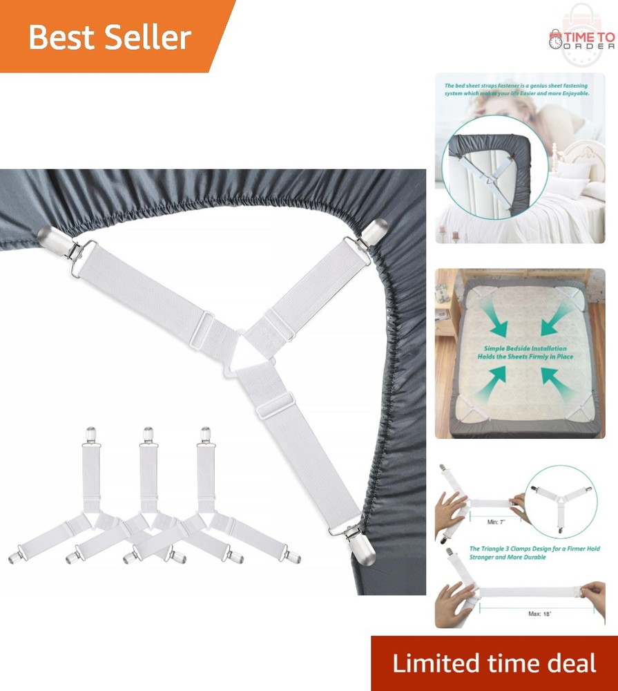 Bed Sheet Holders Straps Heavy Duty Elastic Fasteners for Fitted Sheets