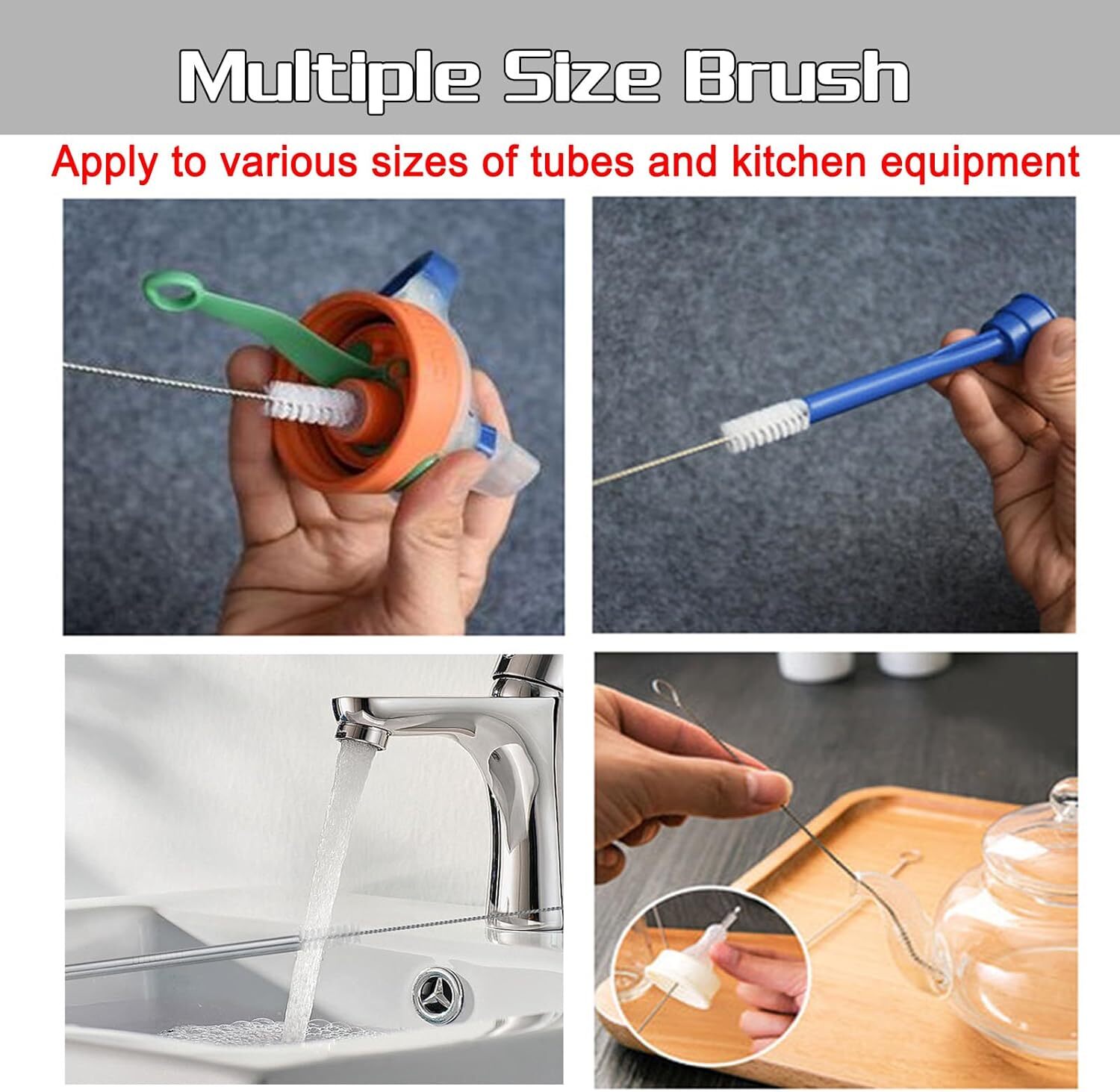 Nylon Straw Brush Cleaner Bottle Tube Pipe Small Long Cleaning 10Pcs Set USA Lot