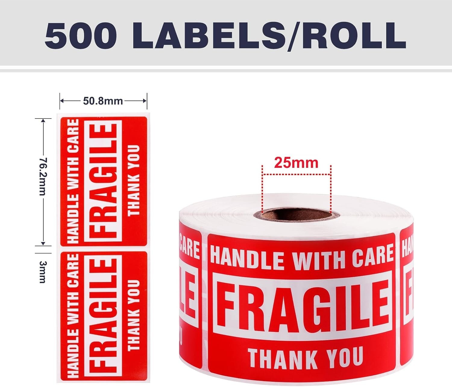 Fragile Stickers 1 Roll 500 2x3 Fragile Label Sticker Handle With Care Mailing